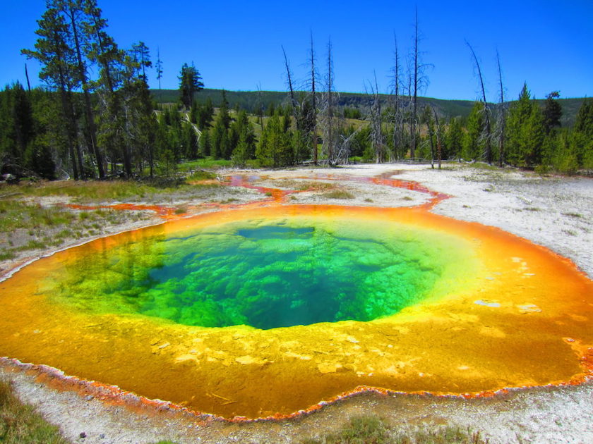 a landscape photo of Yellowstone national park in the USA